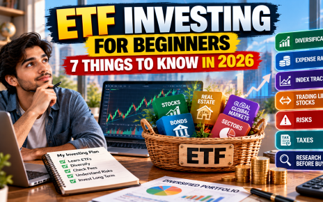 ETF investing for beginners showing diversification, fees, risks, and index tracking in 2026